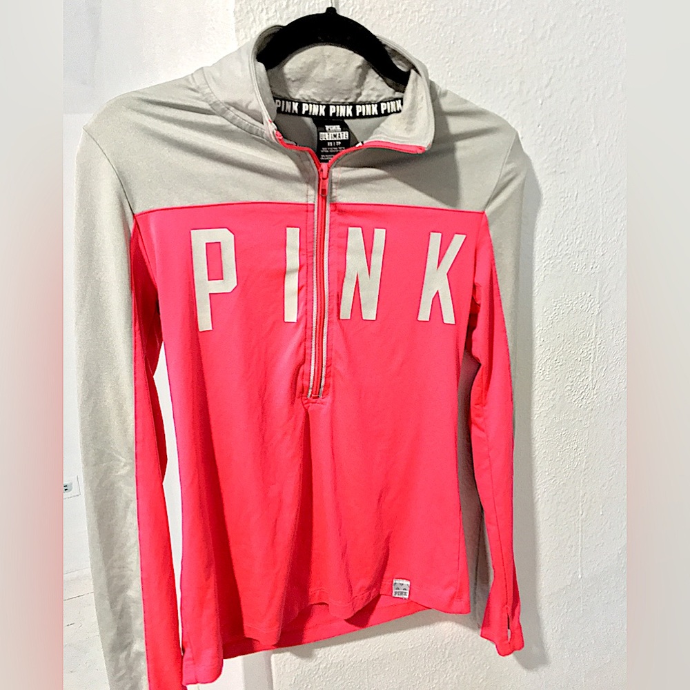 VS Pink Ultimate Pink and Gray Zip up jacket xs